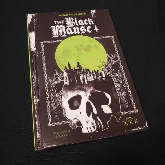 Image shows the front cover of the Black Manse roleplaying game book