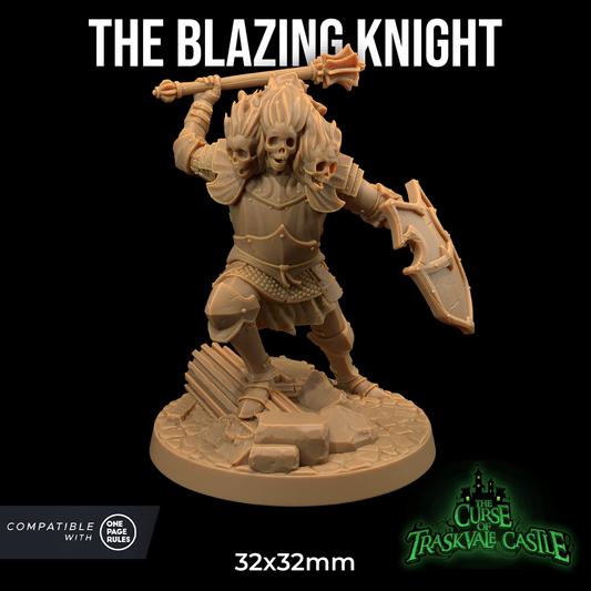 Image shows a 3D render of a three-headed undead knight gaming miniature