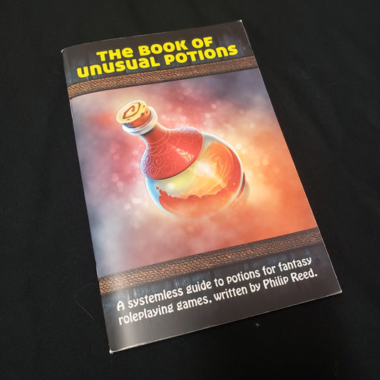 Image shows the front cover of the Book of Unusual Potions roleplaying game book