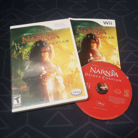 Image shows the case, manual and disc for the video game The Chronicles of Narnia: Prince Caspian for Nintendo Wii