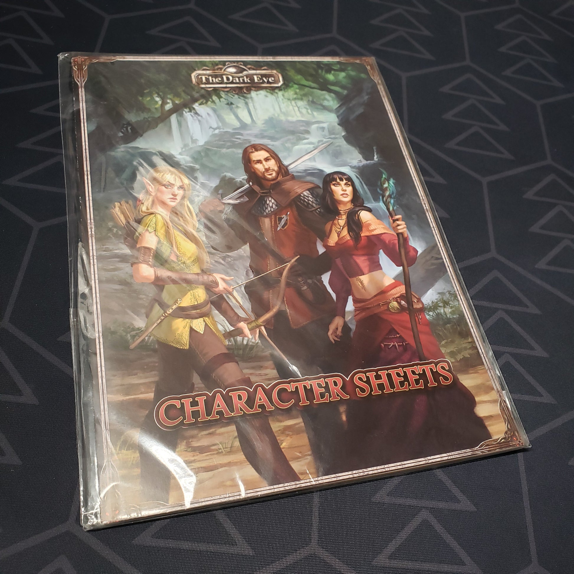 Image shows the front of the Character Sheets package for the roleplaying game The Dark Eye