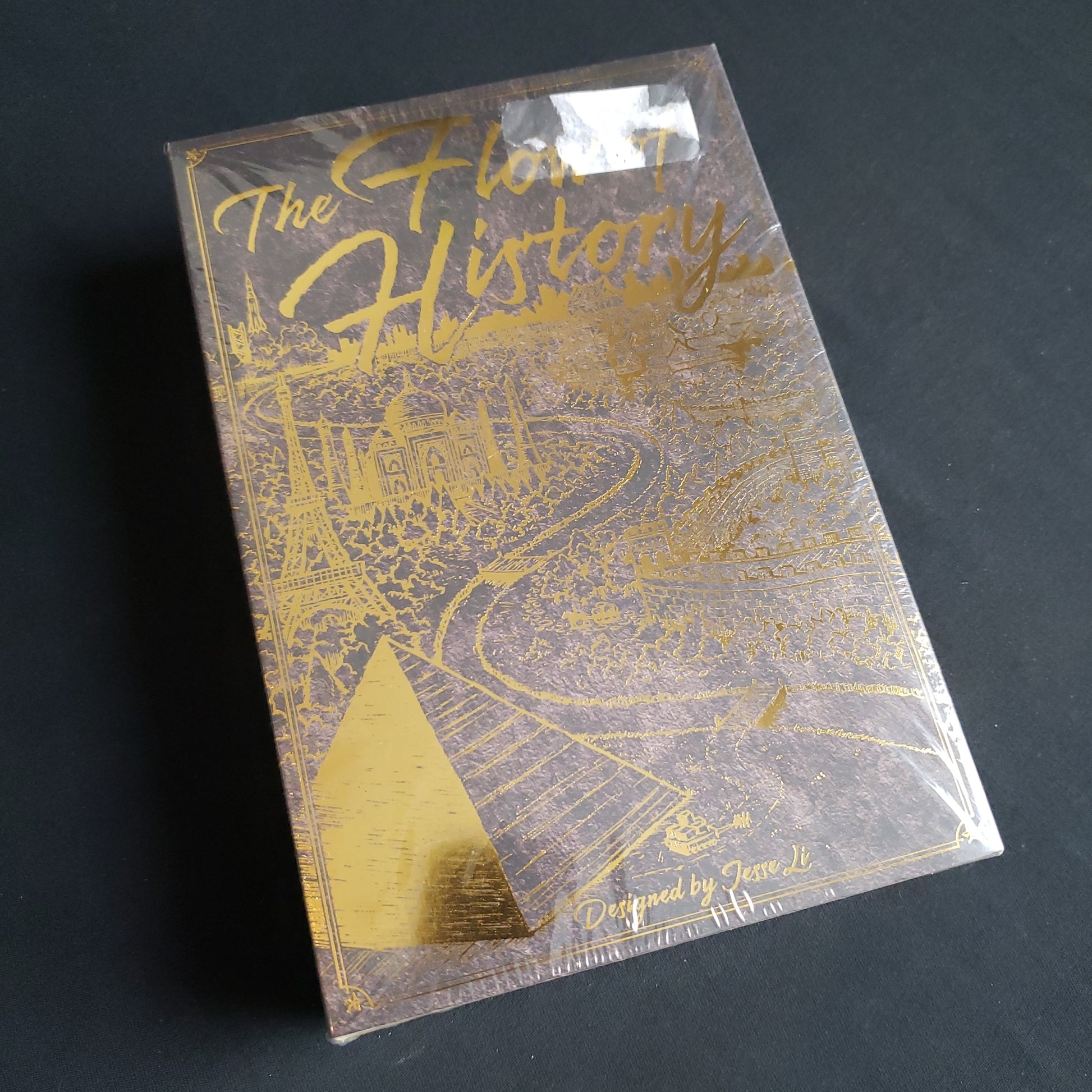 Image shows the front cover of the box of the Flow of History board game