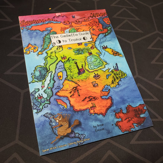 Image shows the front cover of the The Gællæffa Guide to Troika! roleplaying game book