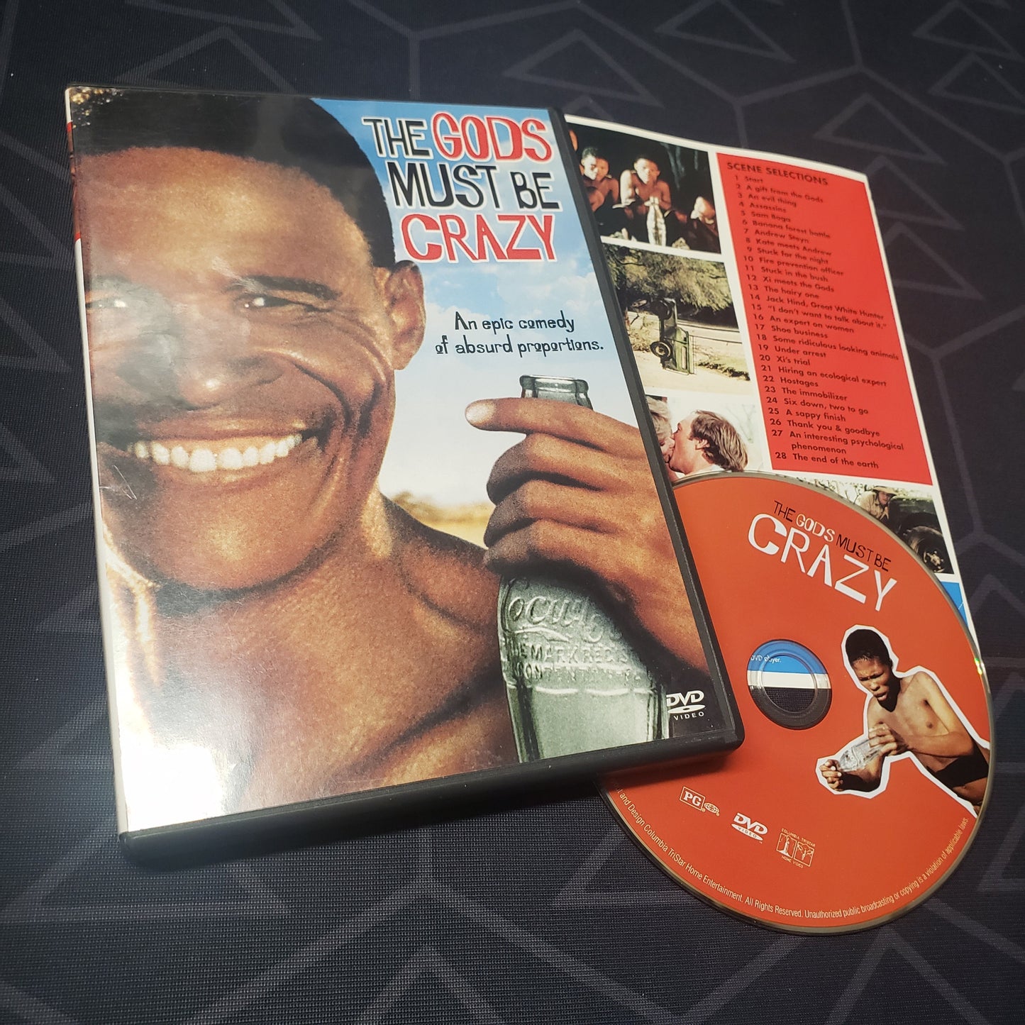 Image shows the case, insert & disc for the movie The Gods Must Be Crazy on DVD