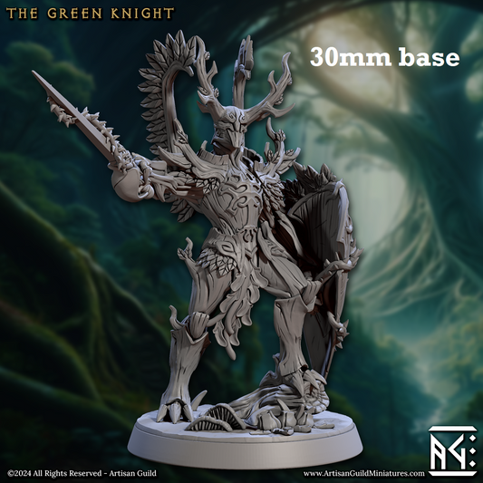 Image shows a 3D render of a treefolk warrior gaming miniature