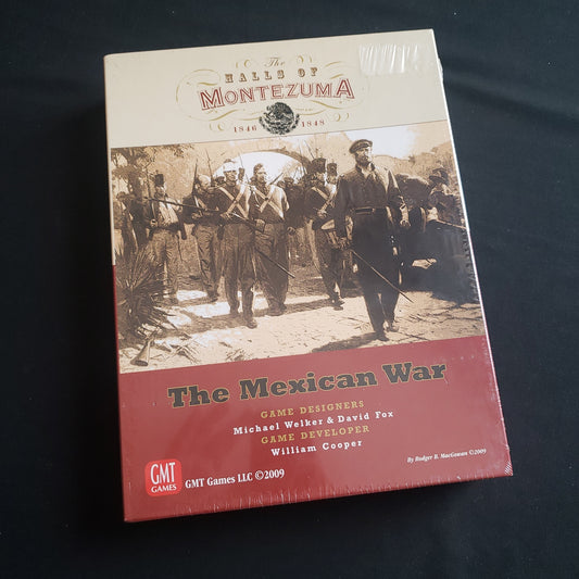 Image shows the front cover of the box of the Halls of Montezuma board game
