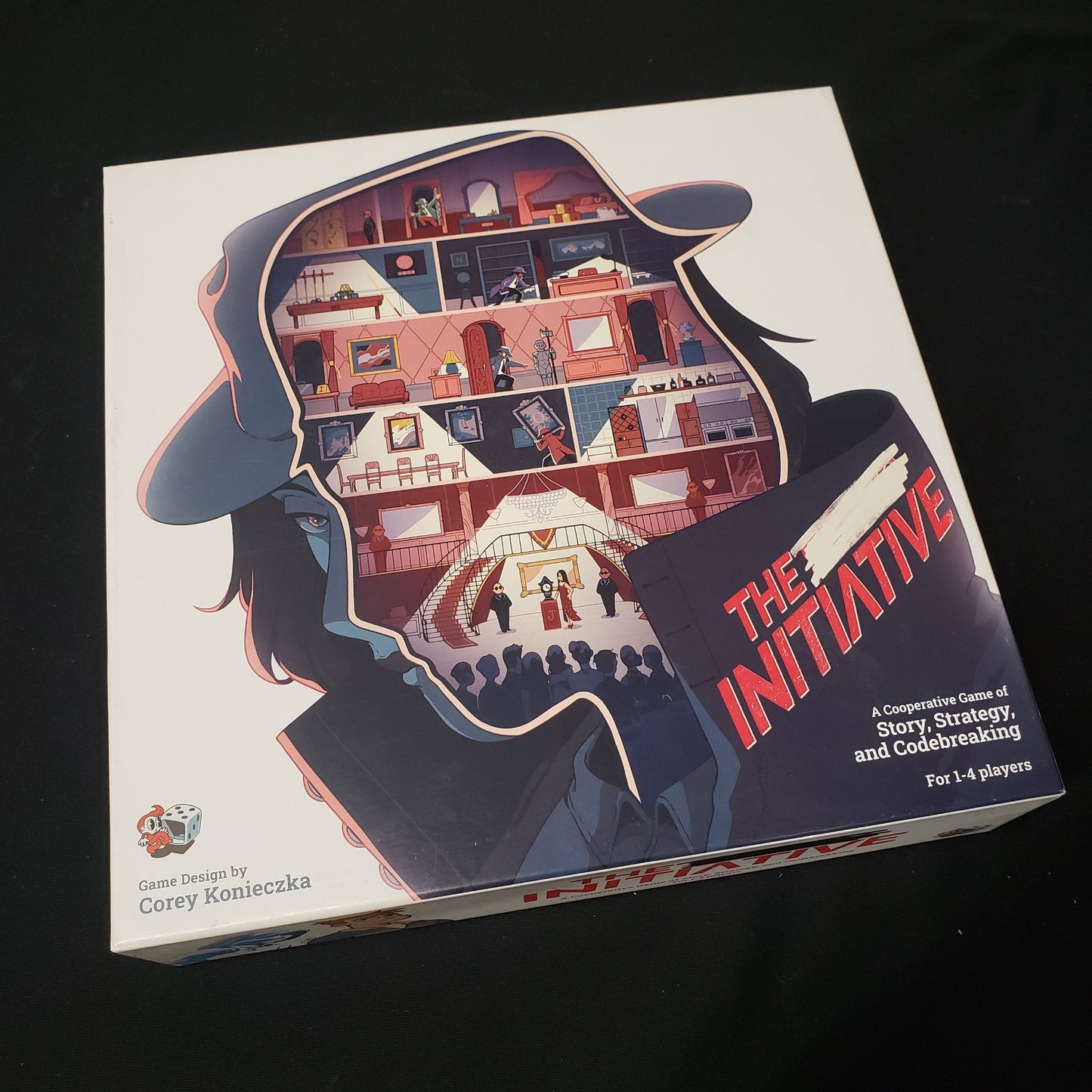 Image shows the front cover of the box of the Initiative board game