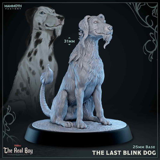 Image shows a 3D render of a blink dog gaming miniature