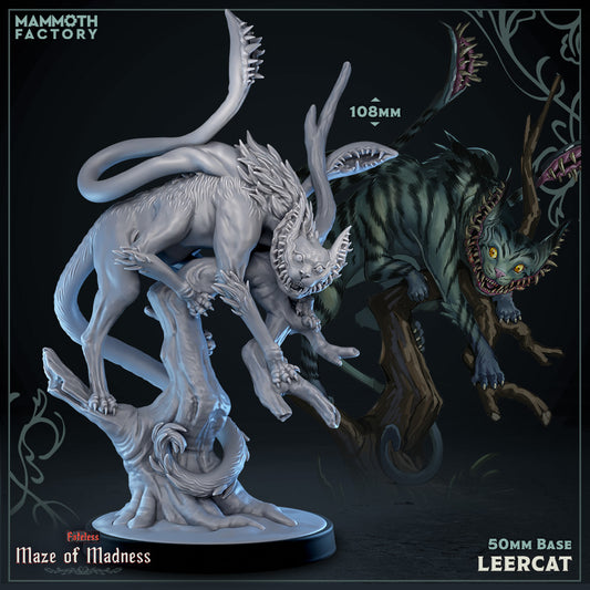 Image shows a 3D render of a displacer beast Cheshire cat gaming miniature.