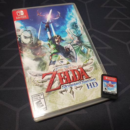 Image shows the case and cartridge for the video game The Legend of Zelda: Skyward Sword HD for Nintendo Switch