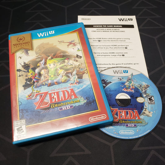 Image shows the case, Virtual Manual insert and disc for the video game The Legend of Zelda: Wind Waker HD for Nintendo Wii U