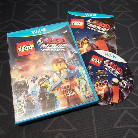 Image shows the case, manual and disc for the video game The LEGO Movie Videogame for Nintendo Wii U