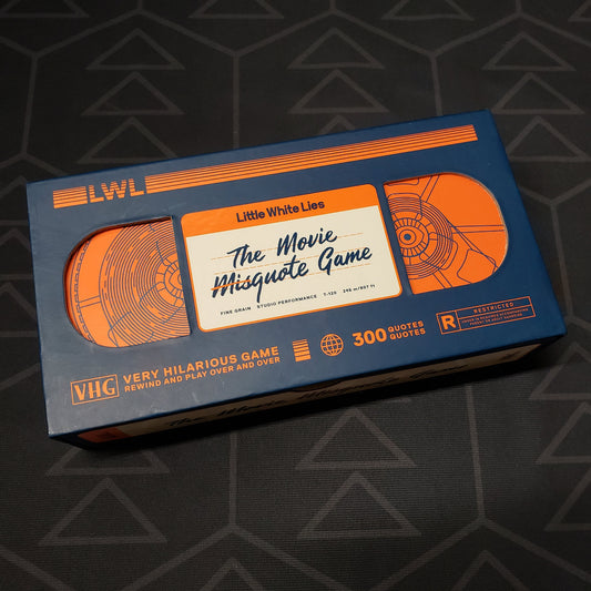 Image shows the front cover of the box for the Movie Misquote Game party game