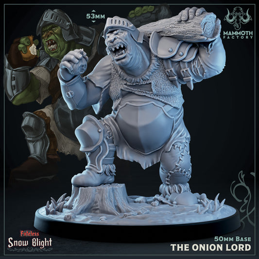 Image shows a 3D render of an ogre knight gaming miniature