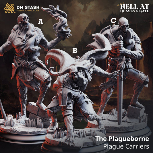 Image shows 3D renders for three different sculpt options of a undead warrior gaming miniature.