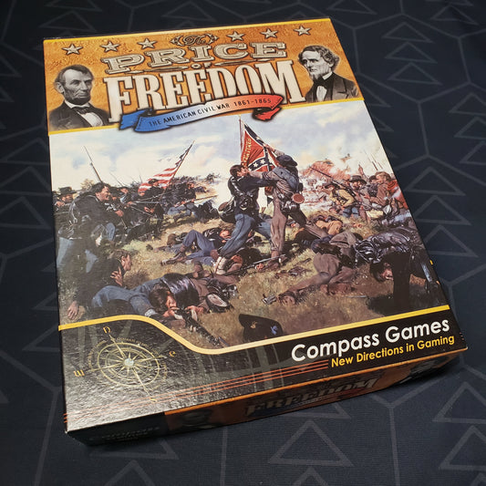 Image shows the front cover of the box for the board game The Price of Freedom