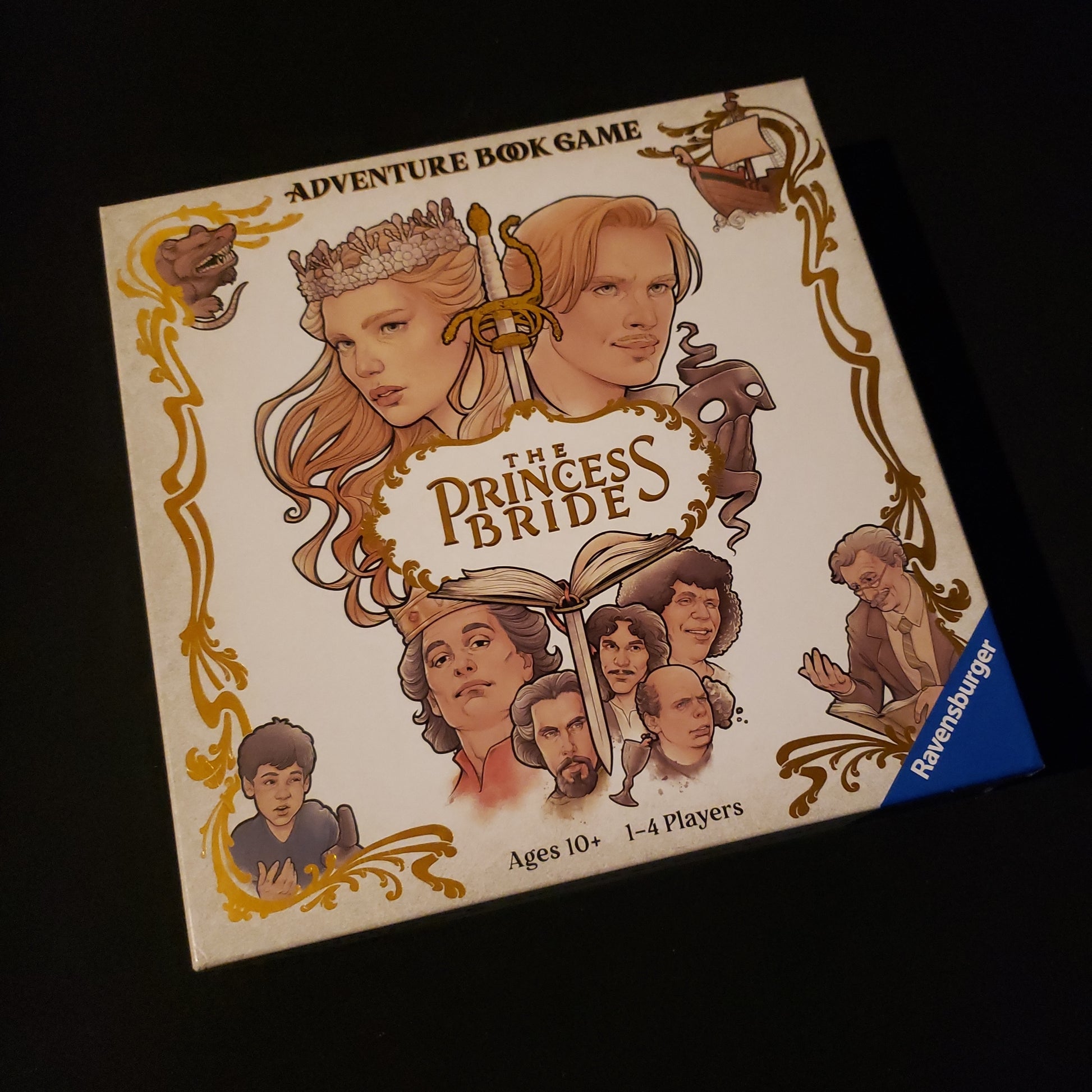 Image shows the front cover of the box of the Princess Bride Adventure Book game