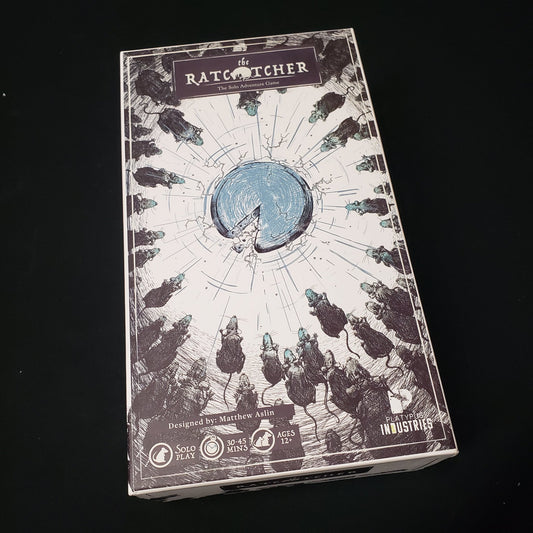 Image shows the front cover of the box of the Ratcatcher board game