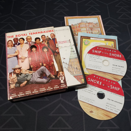 Image shows the case, outer box, inserts & two discs for the movie The Royal Tenenbaums on DVD