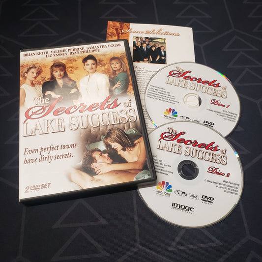Image shows the case, insert & two discs for the miniseries The Secrets of Lake Success on DVD