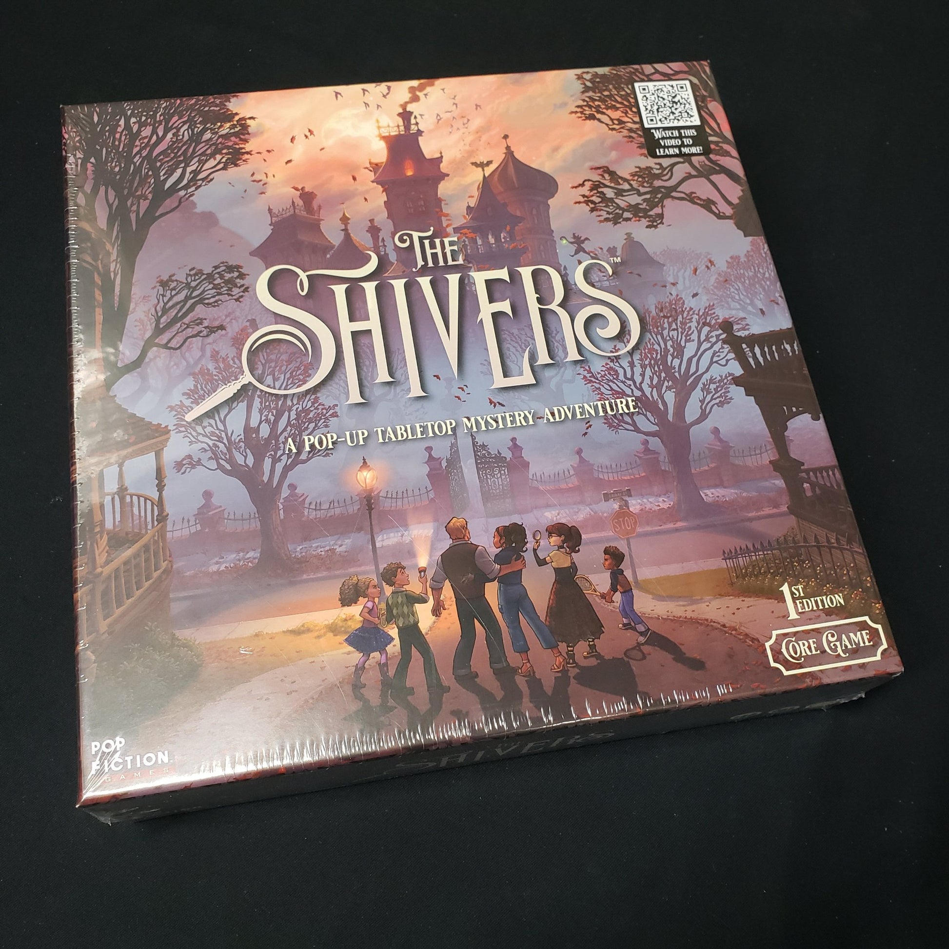 Image shows the front cover of the box of the Shivers board game