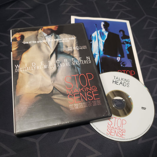 Image shows the case, insert & disc for the movie The Talking Heads: Stop Making Sense on DVD