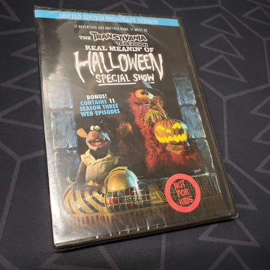 Image shows the front of the case for the Transylvania Television Real Meanin' of Halloween Special Show on DVD