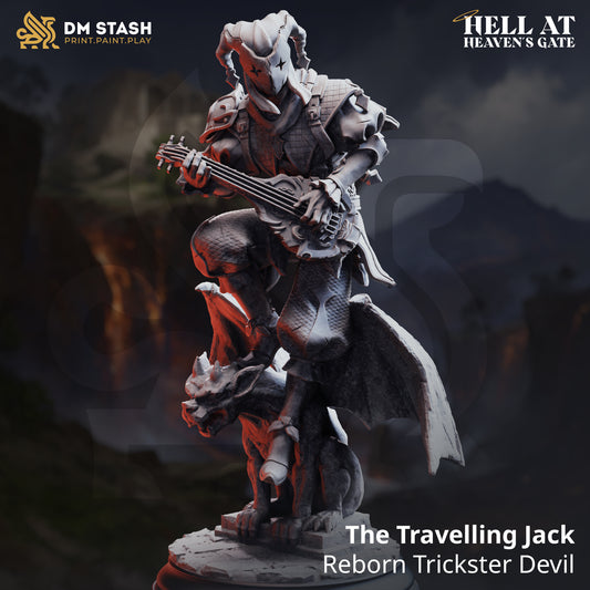 Image shows a 3D render of a demonic court jester gaming miniature.