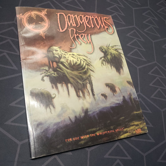 Image shows the front cover of the Dangerous Prey book for the roleplaying game The Whispering Vault