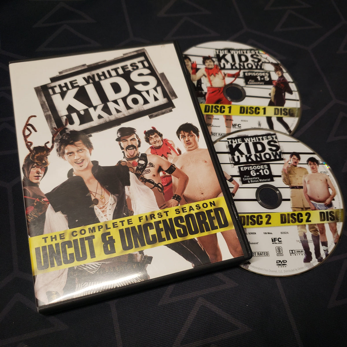 Image shows the case & two discs for the first season of The Whitest Kids U' Know on DVD