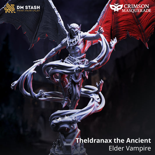 Image shows a 3D render of a winged pureblood vampire gaming miniature.