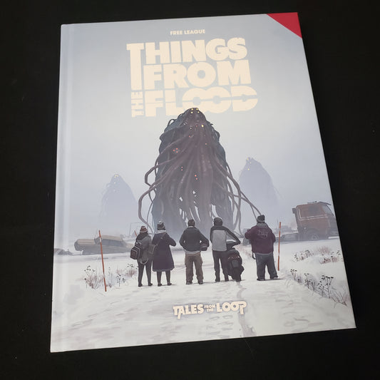 Image shows the front cover of the core rulebook for the Things from the Flood roleplaying game