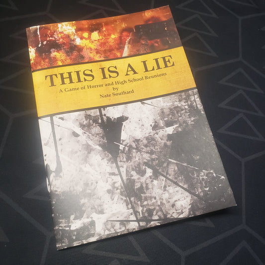 Image shows the front cover of the This Is a Lie roleplaying game zine