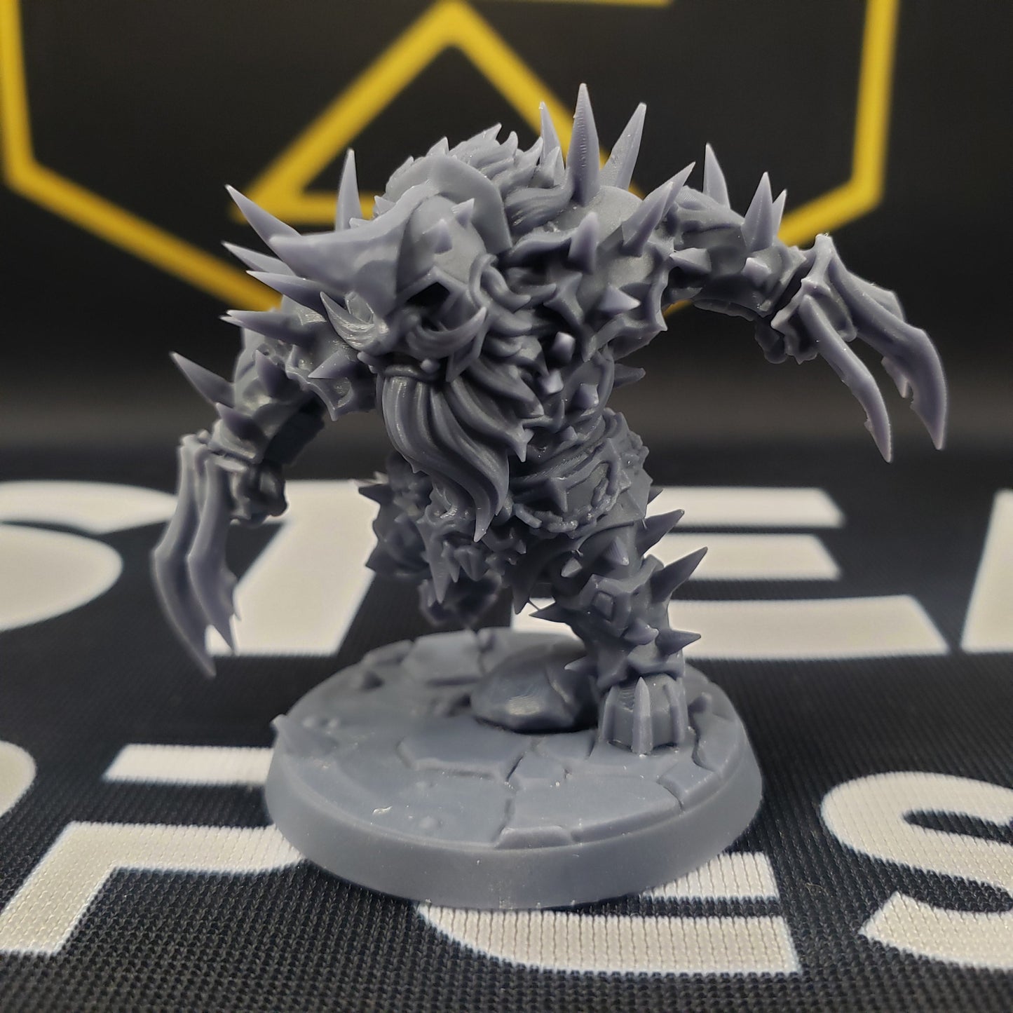Image shows a 3D printed dwarf battlerager gaming miniature.