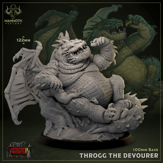 Image shows a 3D render of a winged crocodile boss gaming miniature