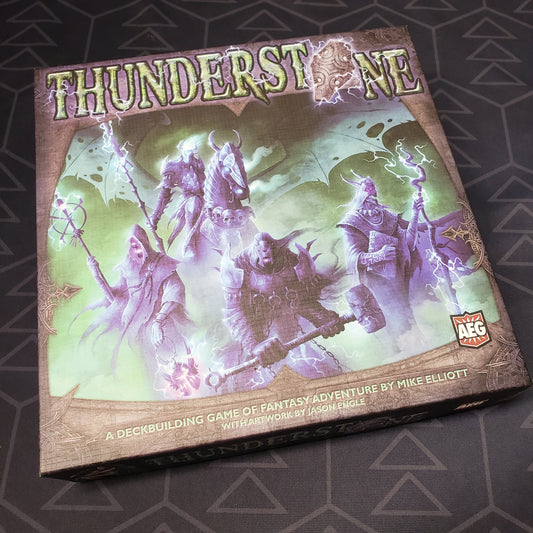 Image shows the front cover of the box for the Thunderstone card game