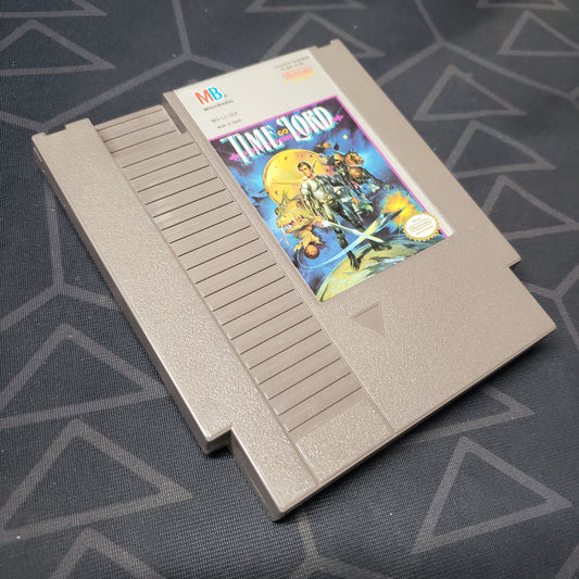 Image shows the front of the cartridge for the video game Time Lord for the Nintendo Entertainment System