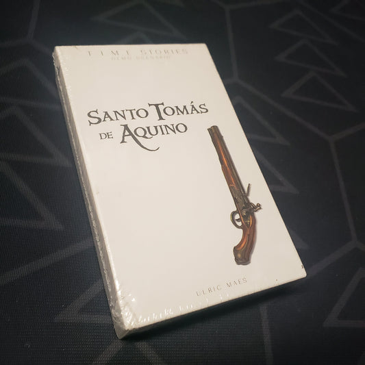 Image shows the front cover of the box of the Demo Scenario: Santo Tomas de Aquino expansion for the board game T.I.M.E Stories