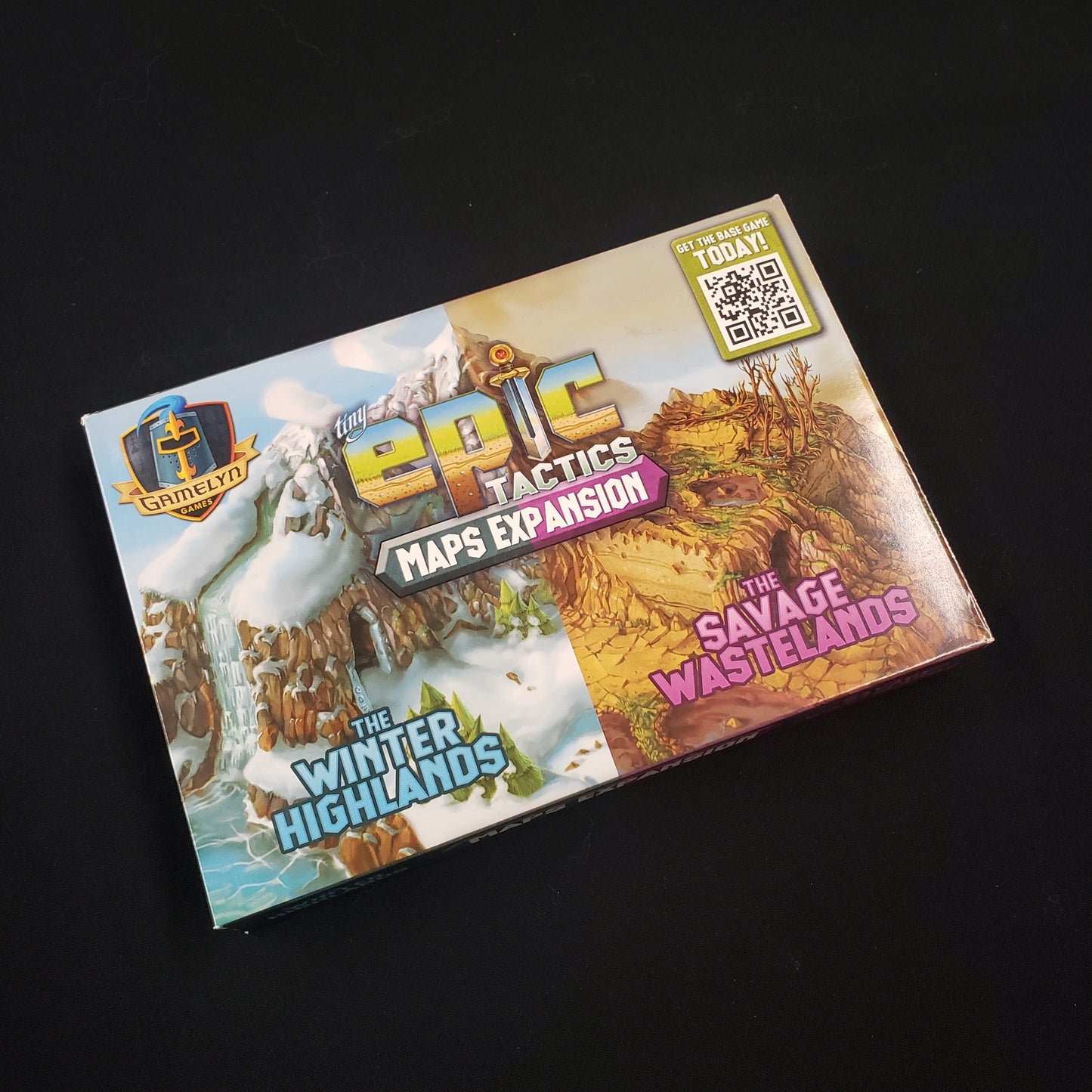 Image shows the front cover of the box of the Maps expansion for the board game Tiny Epic Tactics