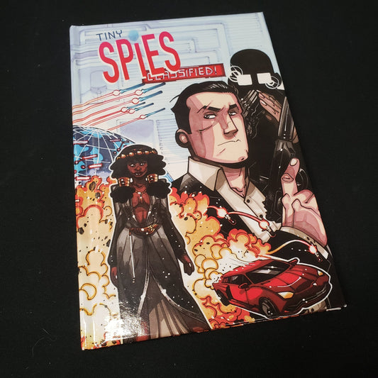 Image shows the front cover of the Tiny Spies roleplaying game book