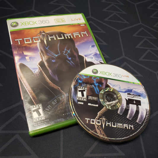 Image shows the case and disc for the video game Too Human for Xbox 360