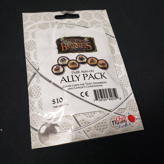 Image shows the front of the package for the Ally Pack for the board game Too Many Bones