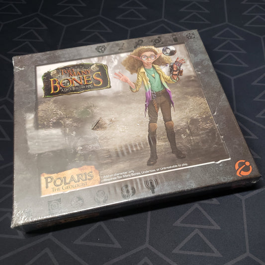 Image shows the front cover of the box for the Polaris expansion from the board game Too Many Bones