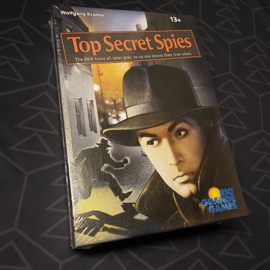Image shows the front cover of the box for the Top Secret Spies (Third Edition) board game