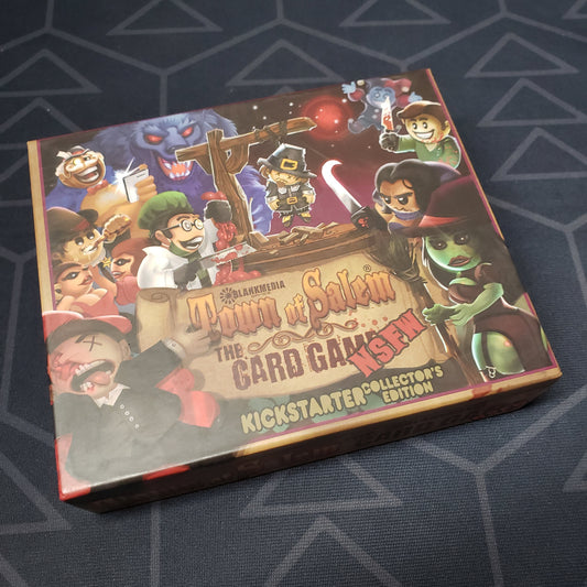 Image shows the front cover of the box of the NSFW Kickstarter Collector's Edition for Town of Salem: The Card Game