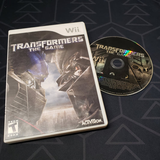 Image shows the case and disc for the video game Transformers: The Game for Nintendo Wii
