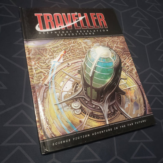 Image shows the front cover of the Deepnight Revelation: Expeditions book for the roleplaying game Traveller