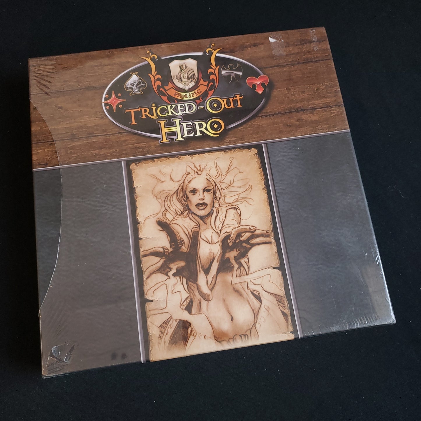 Image shows the front cover of the box of the Tricked-Out Hero board game