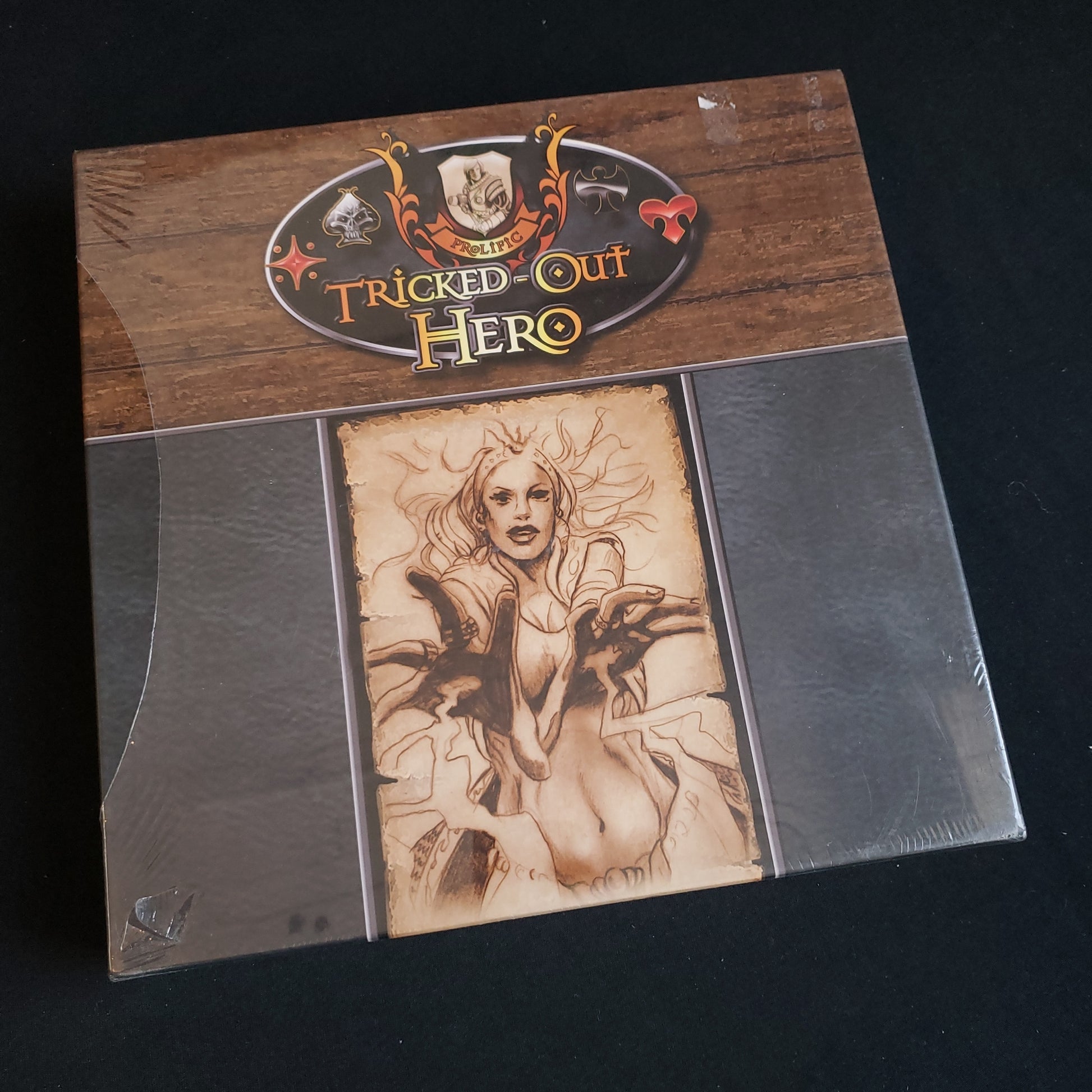 Image shows the front cover of the box of the Tricked-Out Hero board game