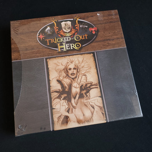 Image shows the front cover of the box of the Tricked-Out Hero board game